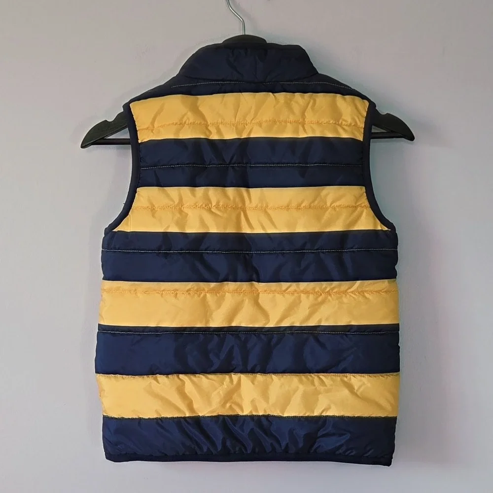 Gymboree Boys Size S(5-6) Puffer Vest Bright Yellow & Blue Stripe Back to School